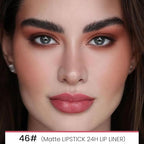 2-in-1Nude Pink Velvet Lip Liner & Lipstick Set Kit for Women, Matte Lips Kit with Lip Liner Lip Stains Long Lasting Waterproof 24 Hour Lipstick and Lip Liners Combo Lipliners Pencil Set 46