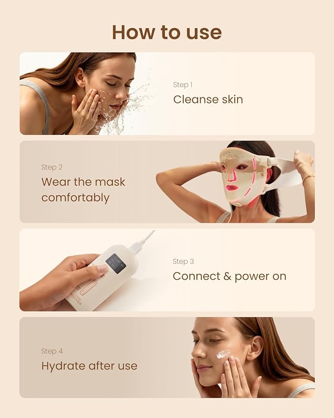 RENPHO Red Light Therapy Mask for Face 2026, Anniversary Christmas Gifts for Women Mom Wife, 324 LEDs Full Face Coverage & 3 Light Modes, Cordless LED Red Light Therapy Face Mask for Home Use & Travel