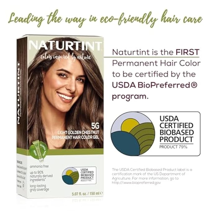 Naturtint 5G Light Golden Chestnut Permanent Hair Color (Pack of 1), Ammonia Free, Vegan, Cruelty Free, up to 100% Gray Coverage, Long Lasting Results (Packaging may vary)