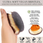 Angled Kabuki Brush – High-Density Face & Body Blending Makeup Brush for Liquid Foundation, Bronzing Lotion, Concealer, Powder, Cream, Contouring, Buffing & Streak-Free Self Tanner Applicator