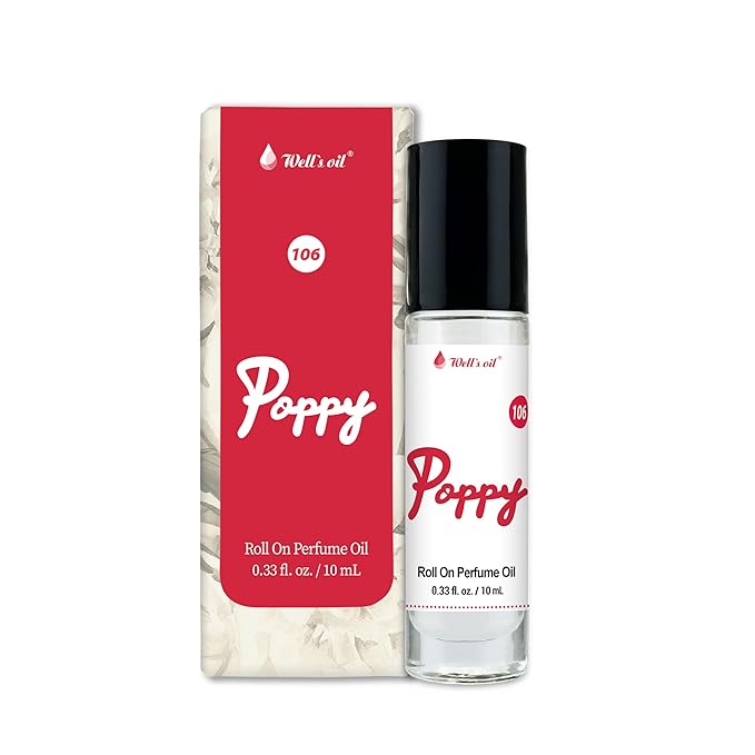 Well's Oil Roll-On Perfume Oil (Poppy) | Long-Lasting | Paraben-Free | 0.33 Fl Oz / 10 ml