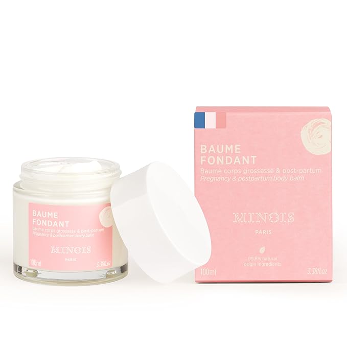 MINOIS PARIS Firming Belly Balm – 99.8% Natural Pregnancy Stretch Mark Cream – Belly Butter for Pregnancy & Postpartum – Hydrating, Firming, Gentle Care – Made in France – 3.4 fl oz