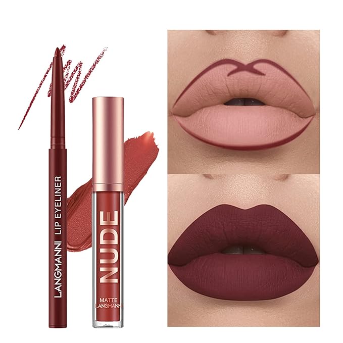 BestLand 12Pcs Matte Liquid Lipstick + Lip Liner Pens Set, Velvety Nude Lip Stain Waterproof Long Wear Makeup Gift Set