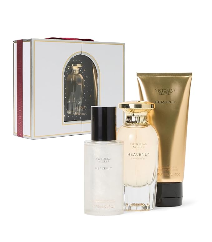 Victoria's Secret Heavenly 3 Piece Luxe Fragrance Gift Set: 1.7 oz. Eau de Parfum, Travel Lotion, & Candle