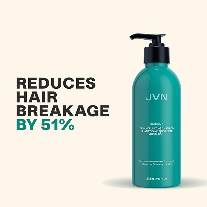 JVN Embody Volumizing Shampoo, 10 Fl Oz, Color Safe Clarifying Shampoo for Build up, Adds Fullness, Moisture and Restores Shine, Hair Care for Women and Men, Non-Toxic, Silicone and Sulfate Free