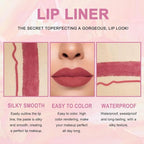 2-in-1 Mauve Red Lip Liner & Lipstick Set Kit for Women, Matte Lips Kit with Lip Liner Lip Stains Long Lasting Waterproof 24 Hour Lipstick and Lip Liners Combo Lipliners Pencil Set 13