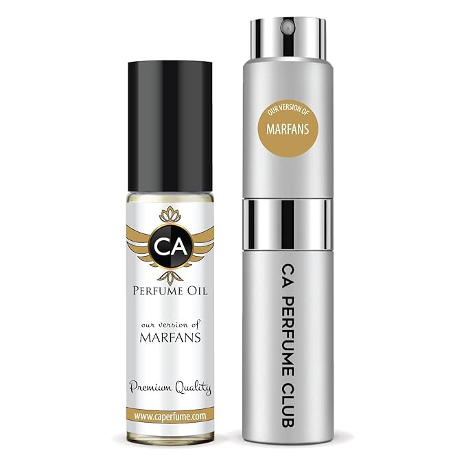 CA Perfume Duo Impression of Marfans For Women And Men Perfume Layering Set Long Lasting Travel Size EDP + Body Oil Roll-On Bottle 0.27 Fl Oz+0.33 Fl Oz