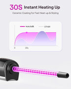 Wavytalk 3/8 Inch Small Curling Iron Wand for Short & Long Hair, Ceramic Barrel with Adjustable Temperature, Heat Resistant Glove Included (Rose Pink)