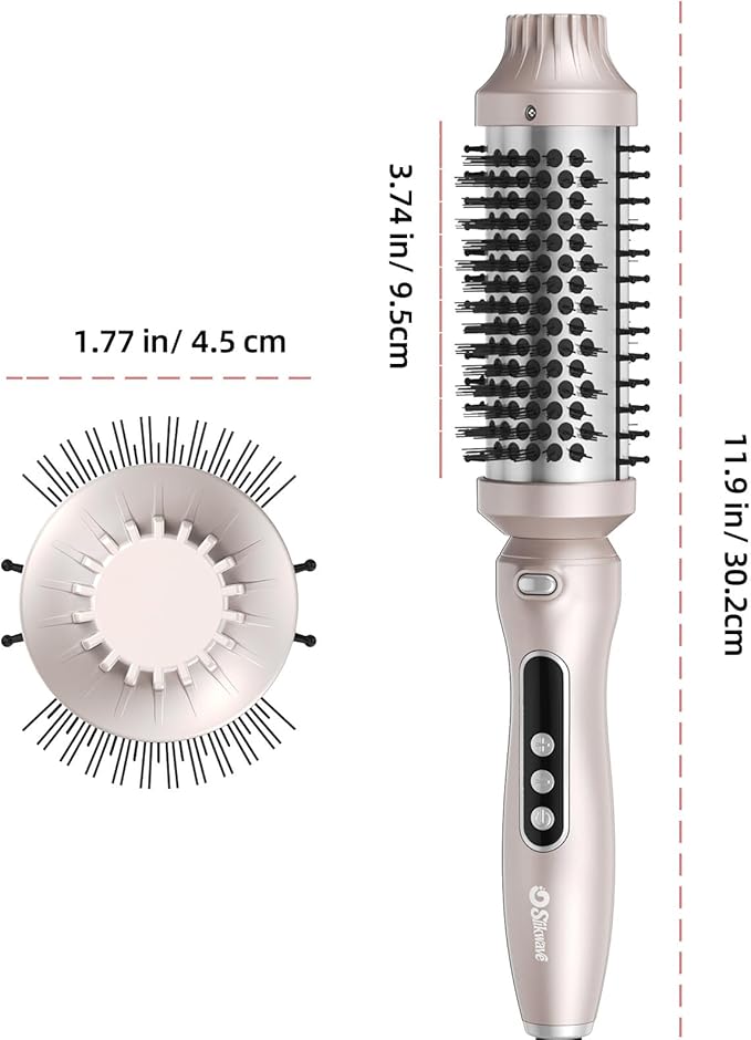 Thermal Brush, 1.7 Inch Heated Round Brush for Women, Dual Voltage Negative Ion Hot Brushes Styler for Blowout Look, Curling & Volumizing & Straightener for Dry Hair