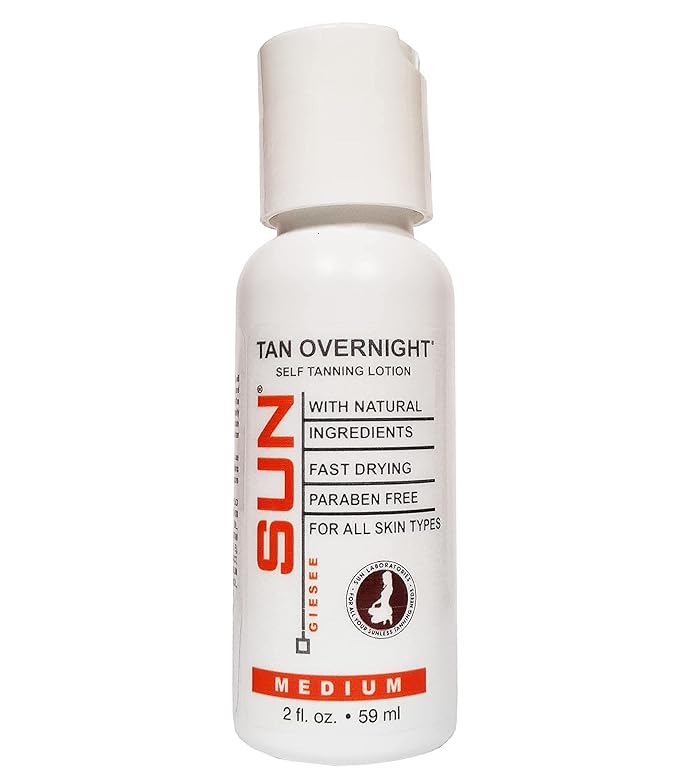 Sun Laboratories By Giesee Tanning Mitt Plus Tan Overnight Self Tanner 2 oz - Self Tanning Lotion, Medium Tone Self Tanner, Organic Sunless Tanning Lotion, Travel Size Tanning Mitt