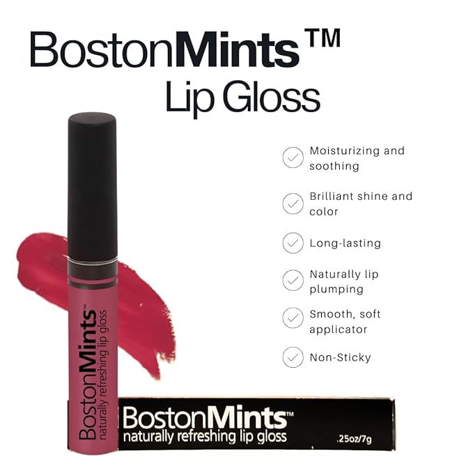 Dot Rose Lip Gloss (.25oz) -Vegan, Gluten-Free, Cruelty -Free formula with Aloe, Vitamins C & E, Spearmint extract and a sheer shine finish for soft, hydrated lips.