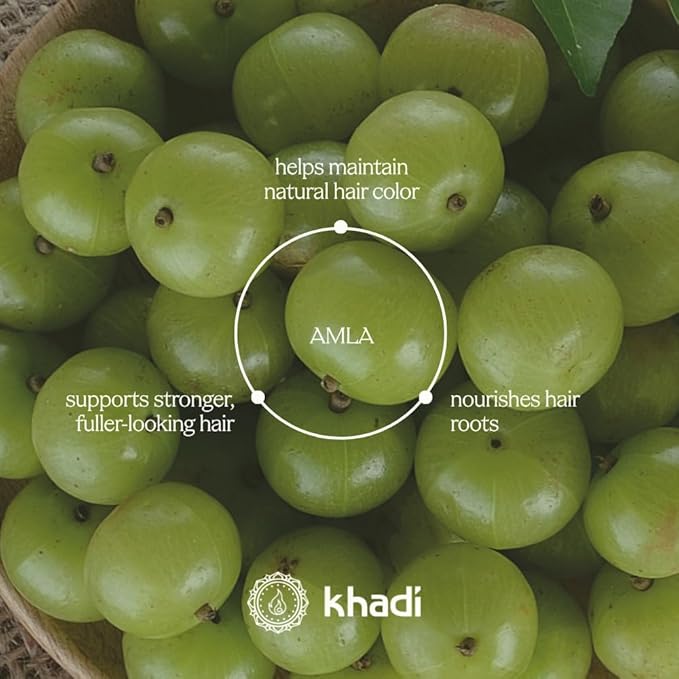 khadi STRONG AMLA hair oil, 100% natural, herbal, vegan, promotes growth, prevents hair loss & gray hair, strengthens roots, silicone-free, Ayurvedic hair care, organic beauty 1.69oz