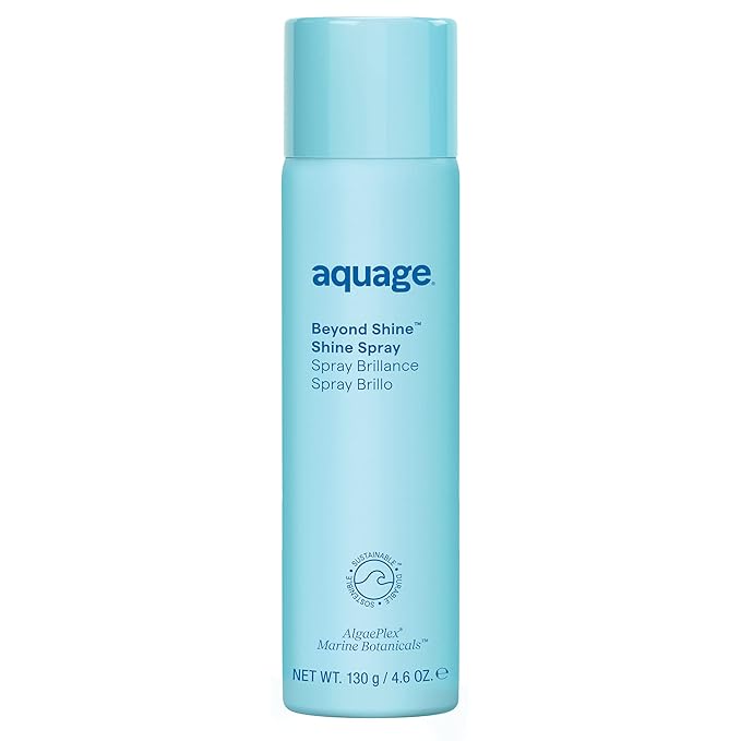 AQUAGE Beyond Shine, Fine-Mist Silkening and Glossing Spray, Creates Shine, Thermal-Pressing Product that Polishes, Silkens, and Smooths Curly Texture, 4.6 fl. oz