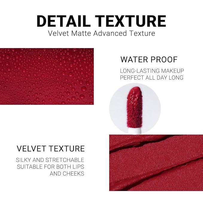 evpct 1Pcs Sexy Red Matte Liquid Lipstick Lip Gloss Glossy Set for Black Women 24 Hour Silky Velvet Lipstick labiales matte larga duracion mate 24 horas originales 11#