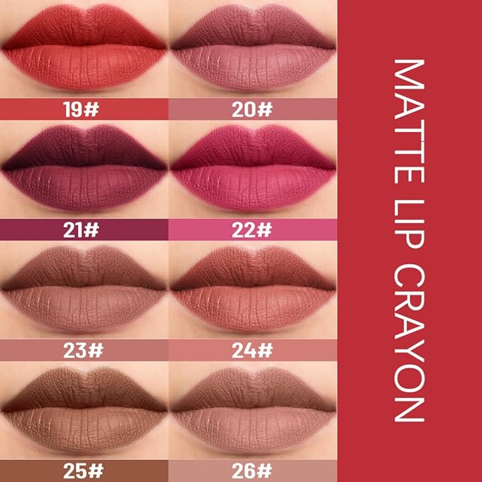 evpct Dark Brown Lip Liner Crayon Pencils Set for Women, Matte Lip Stick Crayon Long Lasting, Lips Pencil Liner and Lipstick set, Lipliner Pencil, 24 Hours Long Wearing Lipstick Built-in Sharpener 25