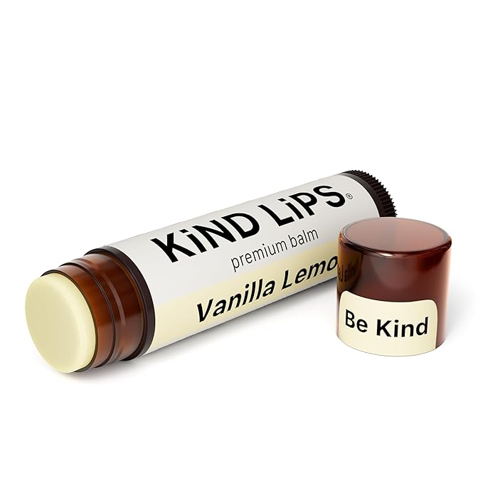 Kind Lips Organic Vanilla Lemon Lip Balm 3-Pack – Refreshing & Comforting Lip Care for Dry, Chapped Lips • 100% Natural, Clean, Gluten-Free, Grain-Free • Made in USA • Everyday Value chapstick Set