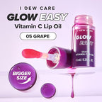 I DEW CARE Lip Gloss - Glow Easy Grape | Jojoba Seed Oil, Vitamin C, Pigmented Glossy Stain, Hydrating, Korean Makeup, Pink Color, Moisturizing, Nourishing Crystal, 0.20 FL Oz