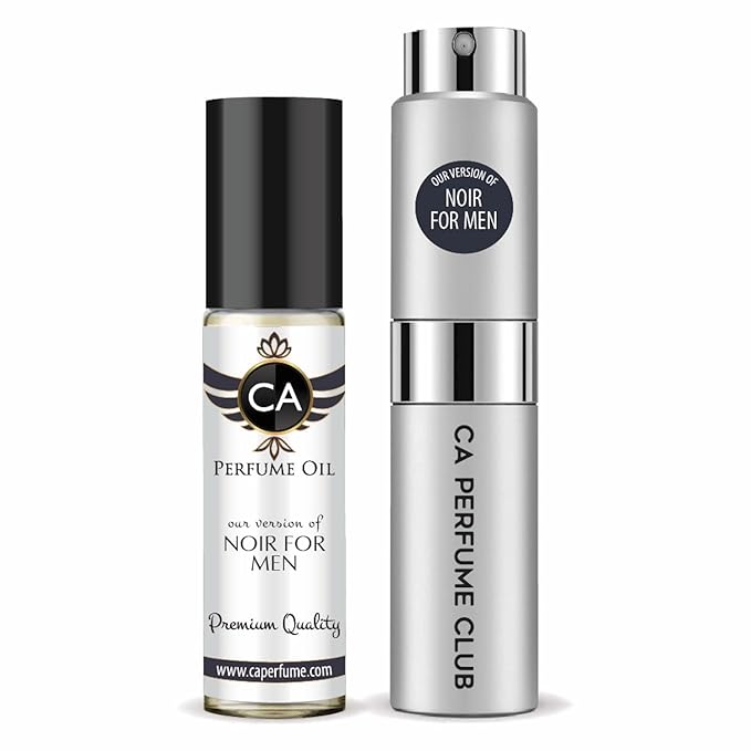 CA Perfume Duo Impression of Noir For Men Perfume Layering Set Mens Cologne Long Lasting Travel Size EDP + Body Oil Roll-On Bottle 0.27 Fl Oz+0.33 Fl Oz