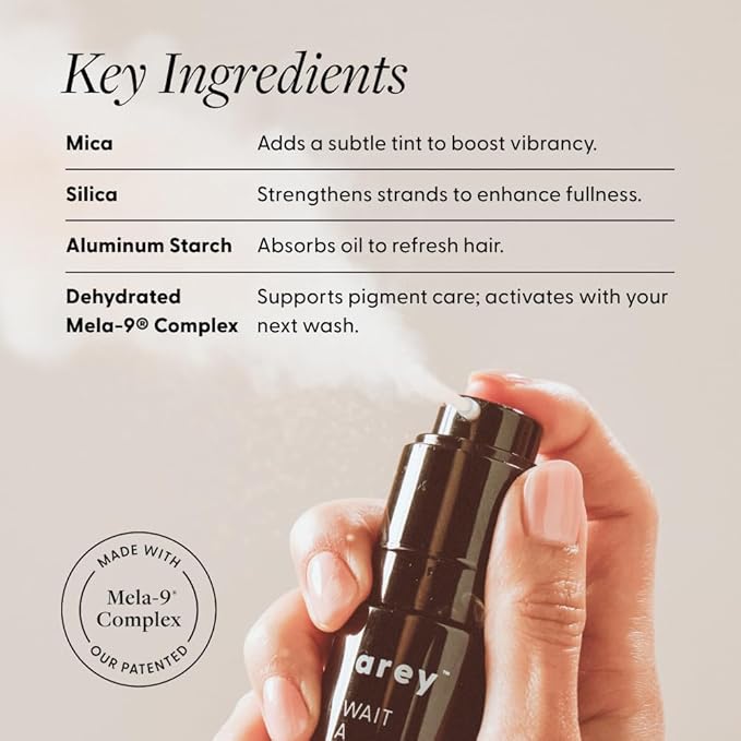 Arey Wait A Sec™ Dry Shampoo | Absorbs Oil & Adds Volume + Reduce the Signs of Aging Hair with Science-Backed Formula to Preserve Pigment | Non Aerosol Tinted Powder | Vegan, Cruelty-Free (0.53 oz)