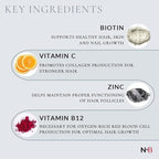 Nicole + Brizee N+B Hair Growth Vitamins - with Biotin, Vitamin C, Zinc, and Vitamin B12 - Natural-Based Hair Care Formula - Made in The USA - (30 Day Supply)(3-Pack)