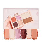 Eyeshadow Palette - 6 Color Neutral Eyeshadow, Nude Pink & Brown, Matte & Shimmer, Highly Pigmented, Blendable, Travel-Friendly Everyday Makeup, 0.56oz, 01-2#