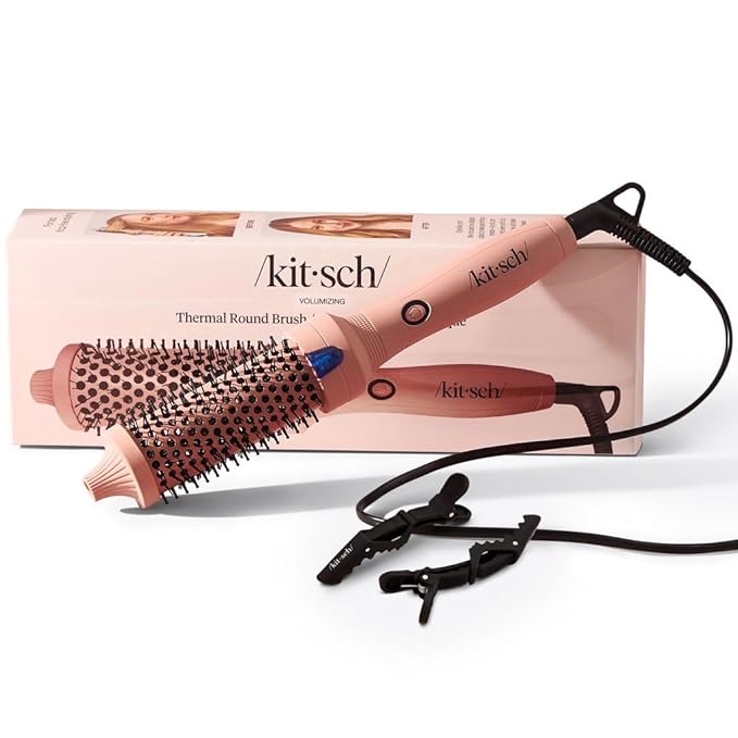 Kitsch Thermal Brush – Round Brush For Blowout Look – 1.5”/38 mm Ceramic Barrel Hair Brush & Hair Styling Tool For Volume & Shine for All Hair Types – Frizz-Reducing Ceramic Tourmaline, Quick Heat-Up