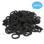 120PCS Black Hair Ties for Women, Seamless Soft Hair Bands Ponytail Holder, Elastics Hair Tie for Thick Thin Hair, No Damage Hairties Hair Accessories