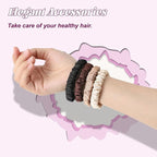 4Pcs Mulberry Silk Scrunchies Set, Silk Hair Ties Elastic for Women, Skinny Scrunchies Reduces Breakage for All Hair Types Srevela