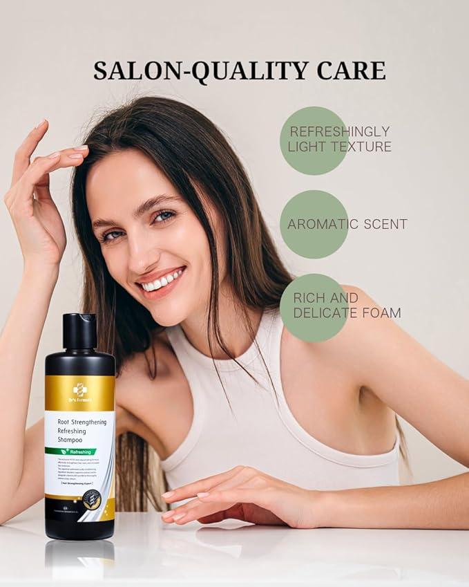 Dr's Formula Root Strengthening Refreshing Shampoo for Oily Scalp Rescue Brittle Fragile Hair and Hydrate Scalp Care Volume for Thinning Hair 10.58 fl oz
