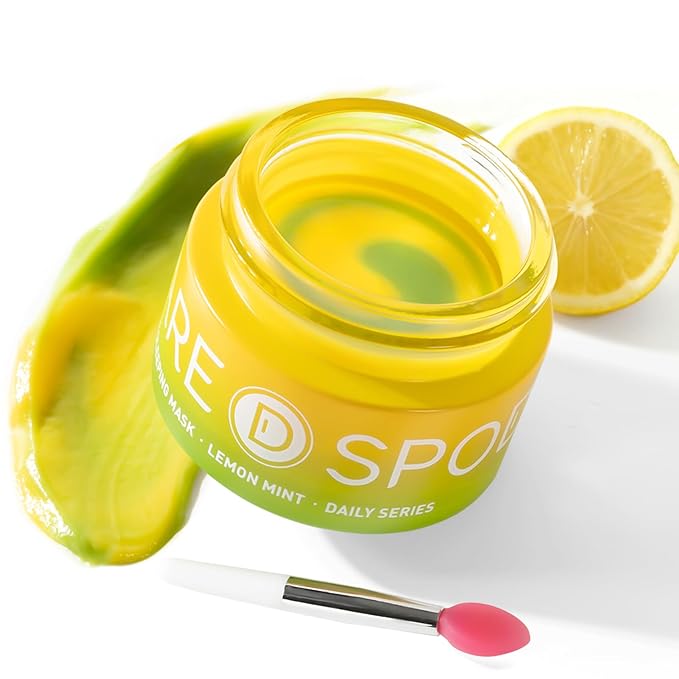 Lip Mask, Hydrating Overnight Lip Sleeping Mask, Lip Moisturizer for Dry Cracked Lips Care, Dual-Color Korean Lips Balm for Nourishing and Softening Lips, Minimizes Fine Lines - Lemon Mint