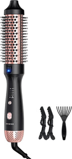 zavarea Thermal Brush, 1.5 Inch Heated Round Curling Brush, 800M Negative Ions Ceramic Stylers for Less Frizz, 4 Temp Set, Dual Voltage for Travel, Easy Use Boosts Shine