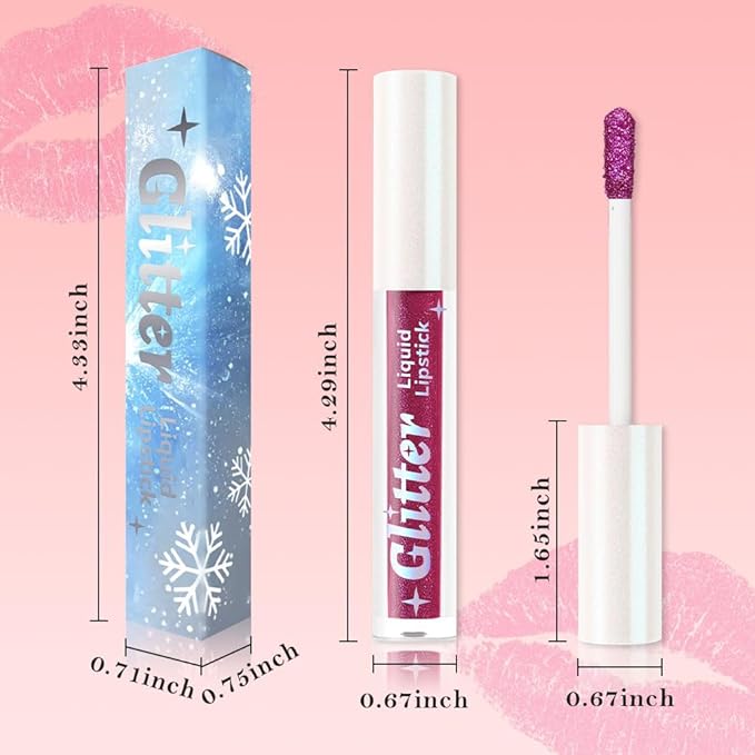 AMY'S DIARY Glitter Liquid Lipstick, Violet Purple Shimmer Shimmer Metallic Lip Gloss, Long-Lasting Waterproof Lip Color, High Shine Sparkle Makeup,Lip makeup for woman (Electric Violet 7#)