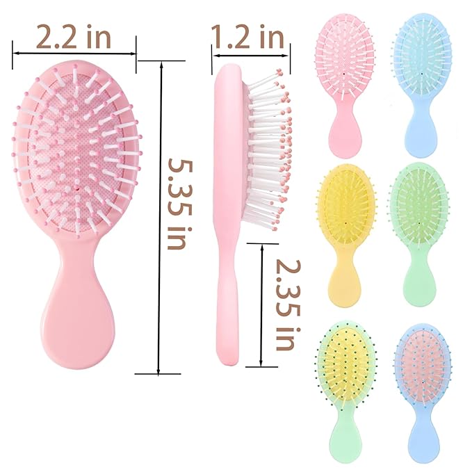 12 pcs Mini Hair Brush,Travel Detangling Brush with Exquisite Packaging Box,Mini Brush for Most Hair Types,Bridesmaid Party Christmas Stockings Filling Wet Hair Brushes (Multicolor)