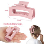 Square Hair Clips 3.5 Inch Medium Claw Clips Rectangle Hair Claw Clips 6 Pack Rubber Paint Jaw Non-Slip Thick Hair Accessories for Women Girls -Brown Colorful