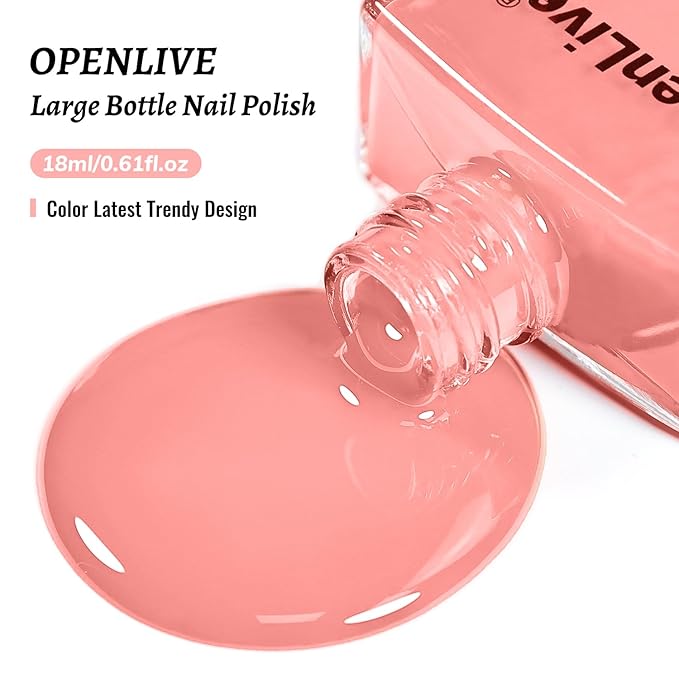 18ml Soft Pink Nail Polish Large Volume Quick Dry Nail Polish, Long Lasting Shine, Fingernail Toenail Nail Art DIY Home Travel Nail Art Gift