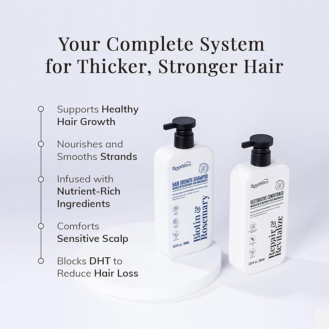 Hair Growth Shampoo and Conditioner Set - Rosemary & Biotin Shampoo and Conditioner for Hair Thickening - Botanical Boost for a Healthy Scalp, Hair Growth and Strengthen