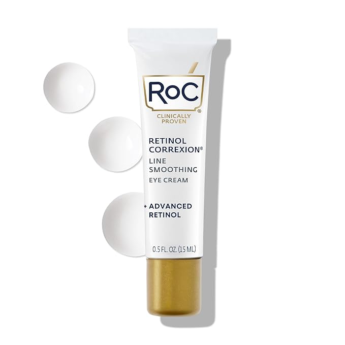 RoC Retinol Correxion Under Eye Cream for Dark Circles & Puffiness, Daily Wrinkle Cream, Anti Aging Skin Care Treatment Women and Men, 0.5 oz (Packaging May Vary)