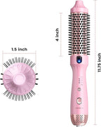 zavarea Thermal Brush, 1.5 Inch Heated Round Brush Stylers, 800M Negative Ions Ceramic for Less Frizz Damage, 4 Temperature Set, Dual Voltage for Travel, Easy Use Boosts Shine, Youthful Pink