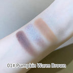 4-Color Eyeshadow Palette, Matte & Shimmer Neutrals, Highly Pigmented & Blendable, Everyday Natural Makeup, Travel-Friendly Compact, Warm Pumpkin Brown