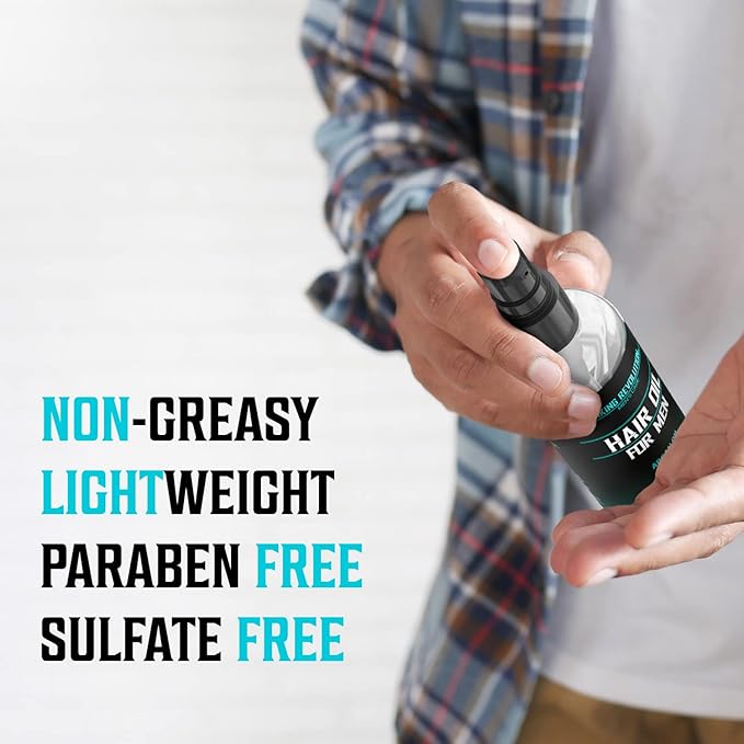 Viking Revolution Hydrating Hair Oil for Men - Mens Hair Oil Men with Vitamin E Dry Hair Oils with Argan Oil - Sunflower Seed Oil Hair Serum Repair, Hidrate Hair Treatment Oils (3.38 fl Oz)