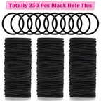 Anezus 250 Pcs Black Elastics Small Hair Ties Elastics Small Hair Rubber Bands Accessories Ponytail Holders for Women Girls Baby Toddlers Men with Thick Straight Curly Hair, 3 mm