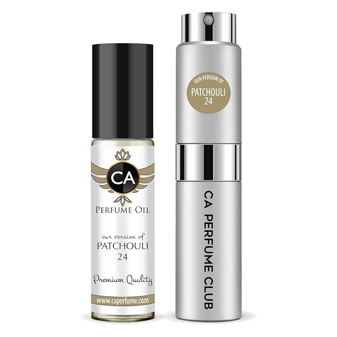 CA Perfume Duo Impression of Patchouli For Women And Men Perfume Layering Set Long Lasting Travel Size EDP + Body Oil Roll-On Bottle 0.27 Fl Oz+0.33 Fl Oz