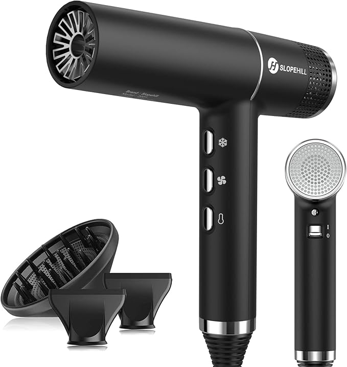 slopehill Hair Dryer with Unique Brushless Motor | Intelligent Fault Diagnosis | Innovative Microfilter | Oxy Active Technology | Led Display (Black)