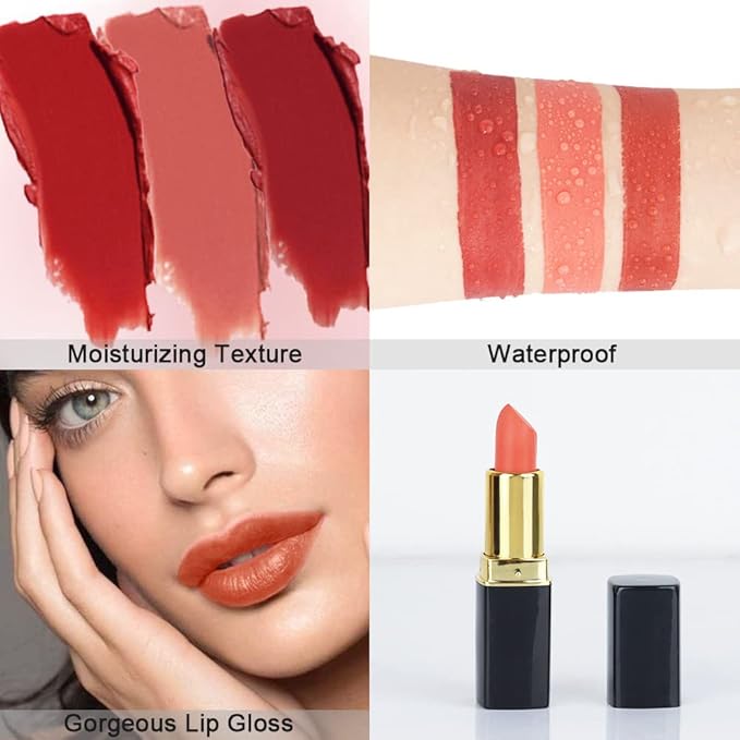 evpct 3Pcs Dark Light Bright Red Matte Lipstick Pack Sets for Women,Ruby Red Silky Velvet Lipstick Matte Long Lasting Smudge Proof Lipstick Lip Stain Makeup Sets Kit matte lipstick 24 hours original 2
