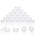3 Gram Sample Containers With Lids, 25 Count Clear Jars, Empty Lip Balm, Mini Cosmetic Makeup Travel With Labels, Mini Disposable Spatulas
