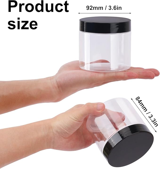 30 Packs 14 OZ Transparent Plastic Jars with black Lids, Body Butter Containers, Cosmetic Containers jars for Kitchen Ingredients, beads, sequins, Lotion, Cream, DIY Crafts and More by KUKLIPJIM.