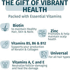 WEEM Hair Skin and Nails Gummies - Supports Healthy Hair - Vegan biotin Vitamins for Women & Men Supports Faster Hair Growth, Stronger Nails, Healthy Skin, Extra Strength (3)