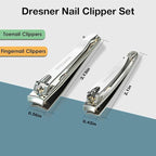 2PCS Stainless Steel Nail Clippers Set, Professional Fingernail and Toenail Clippers Wide Easy Press Lever Nail Trimmer with Swing Out Cleaner File for Men and Women