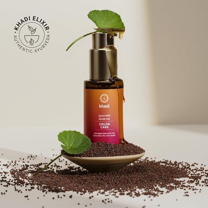 KHADI COLOR CARE Hair Oil - Hair treatment for fixing plant hair color - shine & UV protection - luminosity - 100% natural, plant-based & vegan - 1.69 fl oz
