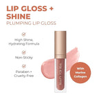 Beauty For Real Lip Gloss + Shine, Nudist - Beige Nude Pink - Non-Sticky Plumping & Hydrating Gloss - Light & Mirror In Cap - Contains Marine Collagen - 0.15 fl oz